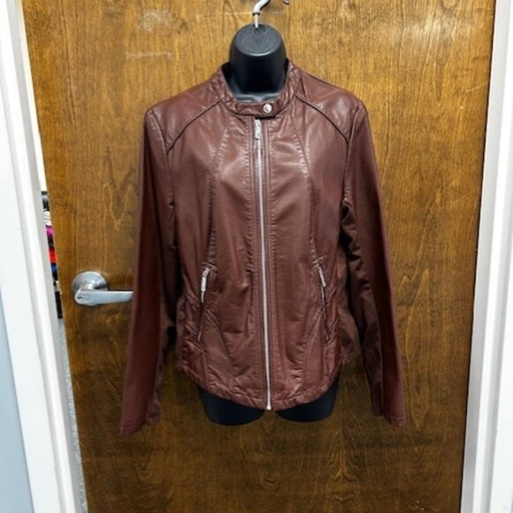 Kenneth Cole Faux Leather Jacket Brown - Picture 1 of 3